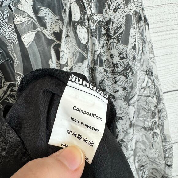 Toleen Women's Grey & Black Floral Off The Shoulder Maxi Dress Size Small - Picture 6 of 11